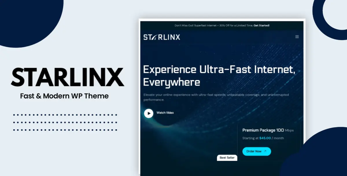 Starlinx – Broadband & Internet WordPress Theme